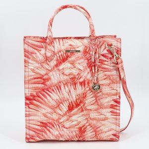 New Brahmin Monique Leather Tote Pink Flamingo